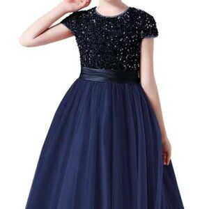 Flower Girl Dresses Wedding Bridesmaid Sequins Tulle Puffy Skirt Girls Birthday